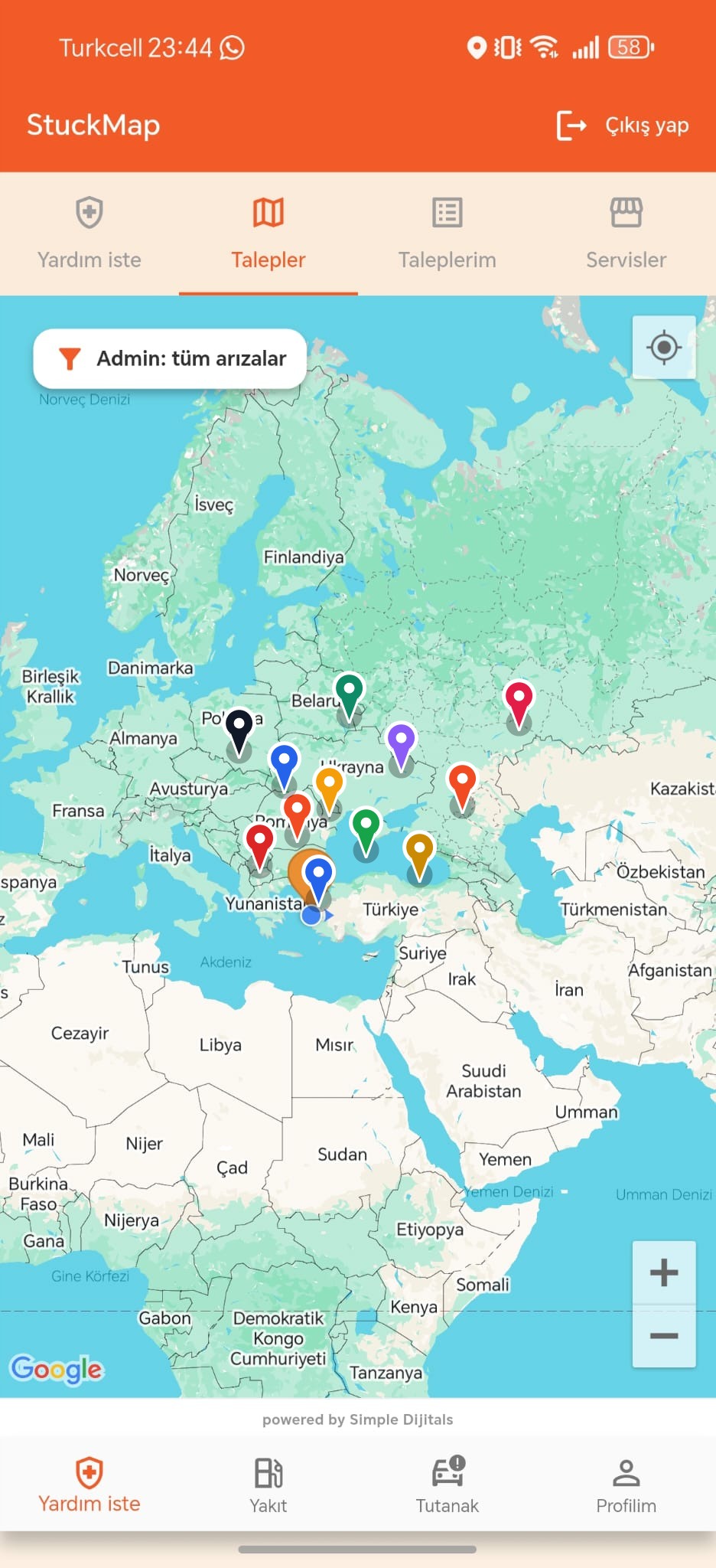 StuckMap harita ve talep ekranı